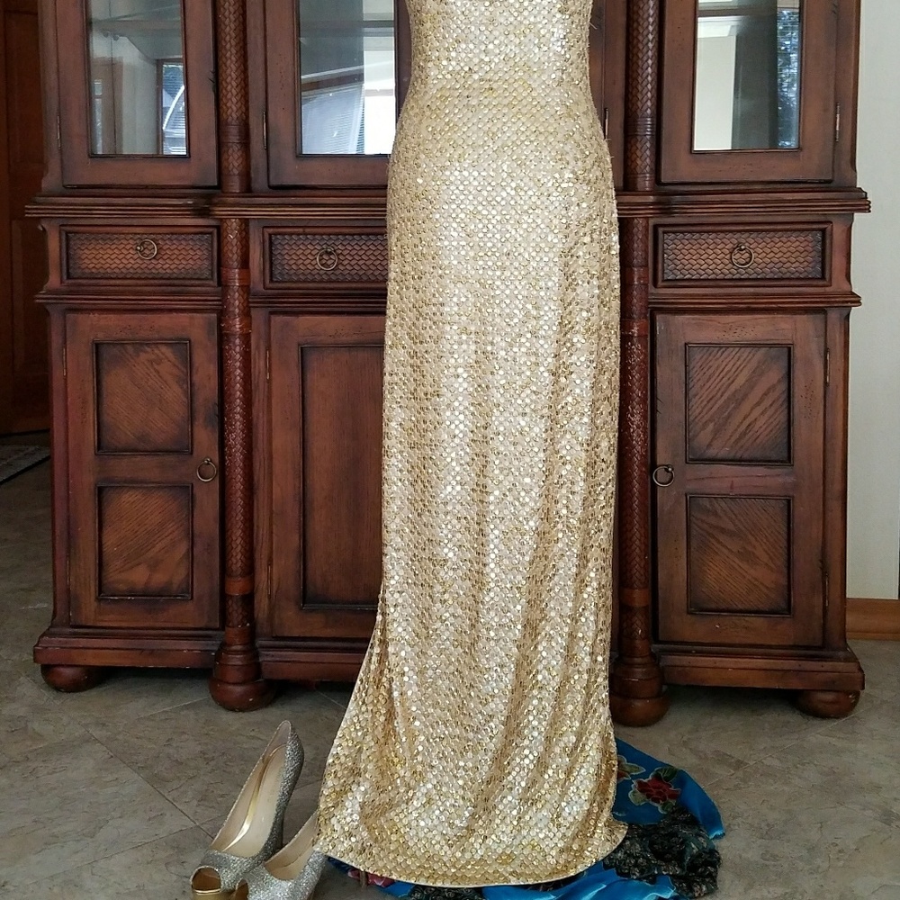 Euc Cache' Golden Sequins Gown - image 4